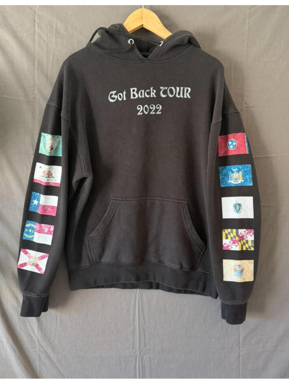 Paul McCartney Got Back Tour Hoodie Sweatshirt Concert Merch State Flags Black M